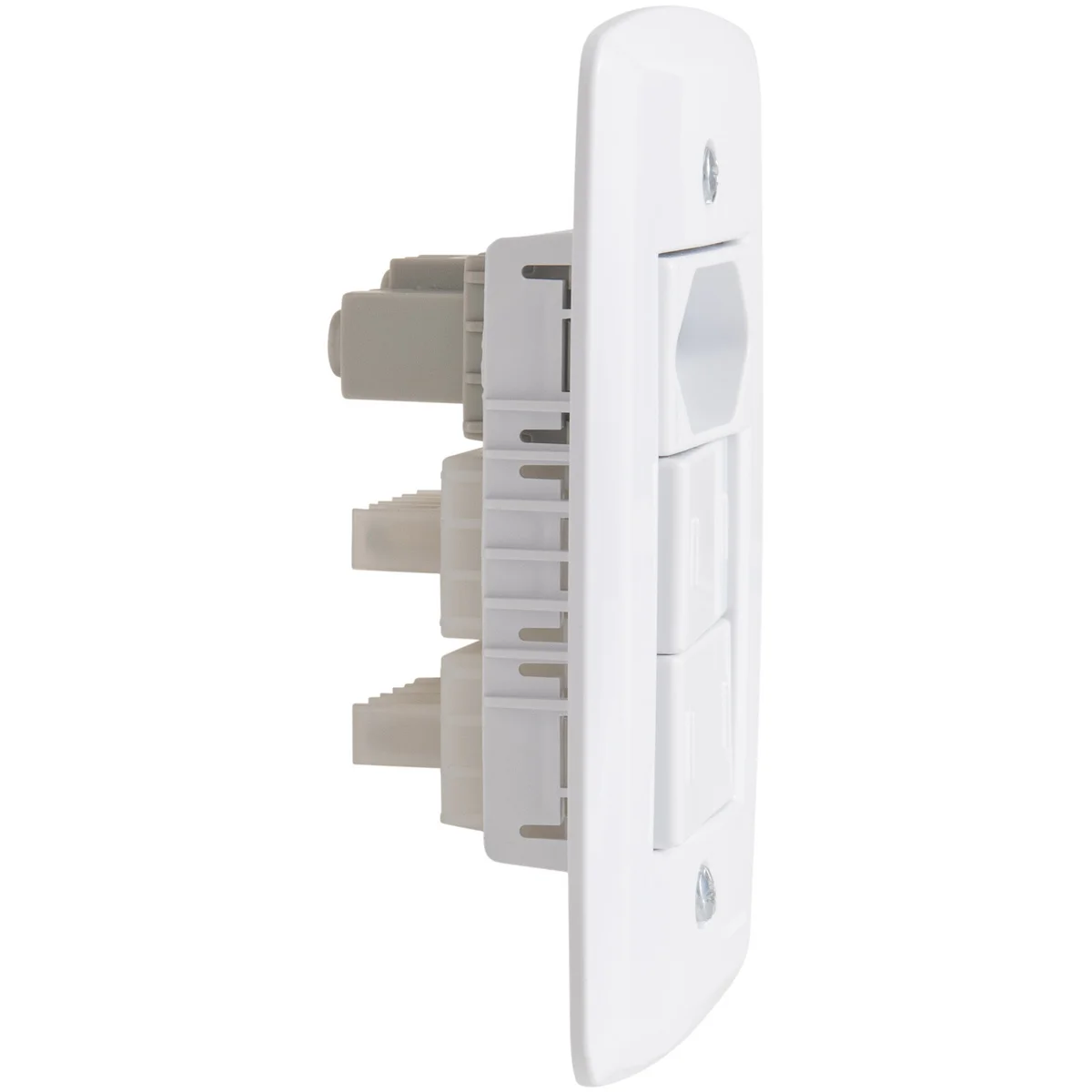 Conjunto 4x2 com 2 Interruptores Paralelos 10 A 250 V e 1 Tomada 2P+T 20 A 250 V Tramontina Lux2 Branco