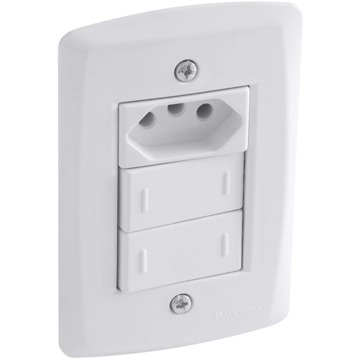 Conjunto 4x2 com 2 Interruptores Paralelos 10 A 250 V e 1 Tomada 2P+T 20 A 250 V Tramontina Lux2 Branco