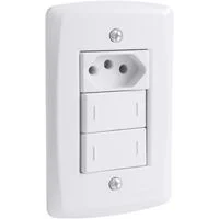 Conjunto 4x2 com 2 Interruptores Paralelos 10 A 250 V e 1 Tomada 2P+T 20 A 250 V Tramontina Lux2 Branco