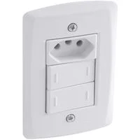 Conjunto 4x2 com 2 Interruptores Paralelos 10 A 250 V e 1 Tomada 2P+T 20 A 250 V Tramontina Lux2 Branco