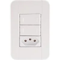 Conjunto 4x2 com 2 Interruptores Paralelos 10 A 250 V e 1 Tomada 2P+T 20 A 250 V Tramontina Tablet Branco