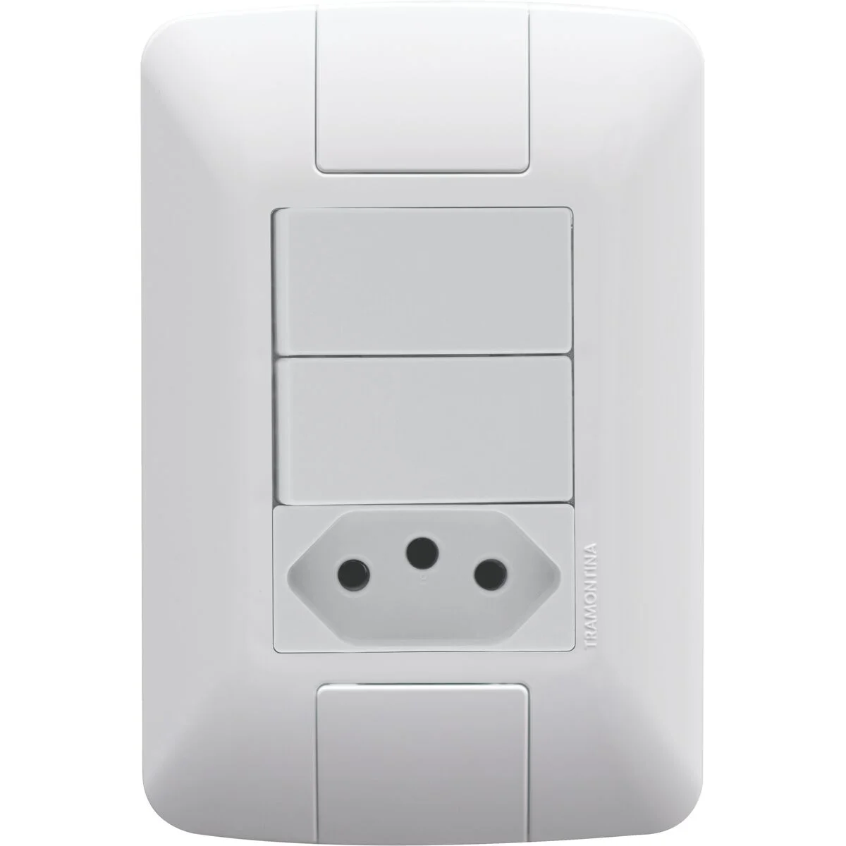 Conjunto 4x2 com 2 Interruptores Paralelos 6 A 250 V e 1 Tomada 2P+T 20 A 250 V Tramontina Aria Branco