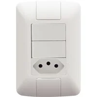 Conjunto 4x2 com 2 Interruptores Paralelos 6 A 250 V e 1 Tomada 2P+T 20 A 250 V Tramontina Aria Branco