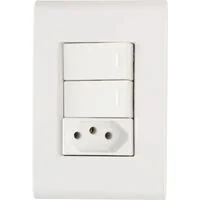 Conjunto 4x2 com 2 Interruptores Simples 10 A 250 V e 1 Tomada 2P+T 10 A 250 V Tramontina Liz Branco