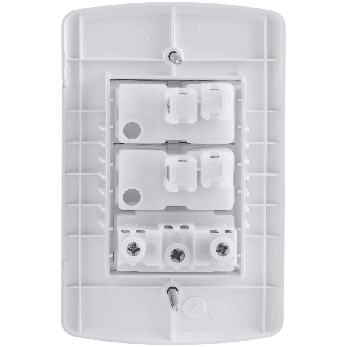 Conjunto 4x2 com 2 Interruptores Simples 10 A 250 V e 1 Tomada 2P+T 10 A 250 V Tramontina Lux2 Branco