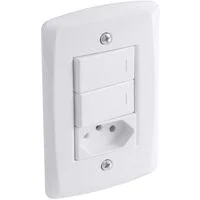Conjunto 4x2 com 2 Interruptores Simples 10 A 250 V e 1 Tomada 2P+T 10 A 250 V Tramontina Lux2 Branco