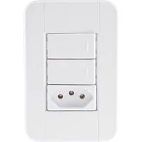 Conjunto 4x2 com 2 Interruptores Simples 10 A 250 V e 1 Tomada 2P+T 10 A 250 V Tramontina Tablet Branco