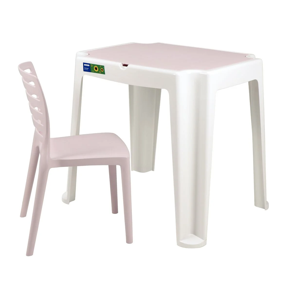 Conjunto Infantil de Mesa e Cadeira Tramontina Beni em Polipropileno Rosa com Quadro de Atividades