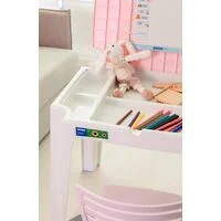 Conjunto Infantil de Mesa e Cadeira Tramontina Beni em Polipropileno Rosa com Quadro de Atividades