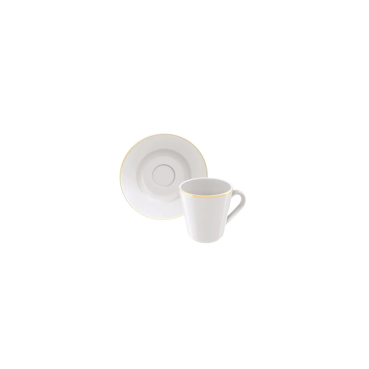 Conjunto Xícara e Pires Café Filetado Tramontina Elisa em Porcelana 70 ml