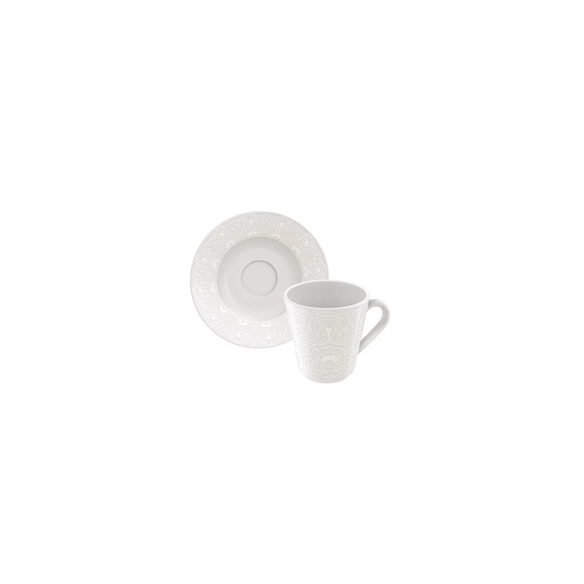 Conjunto Xícara e Pires de Café Tramontina Alicia em Porcelana Decorada