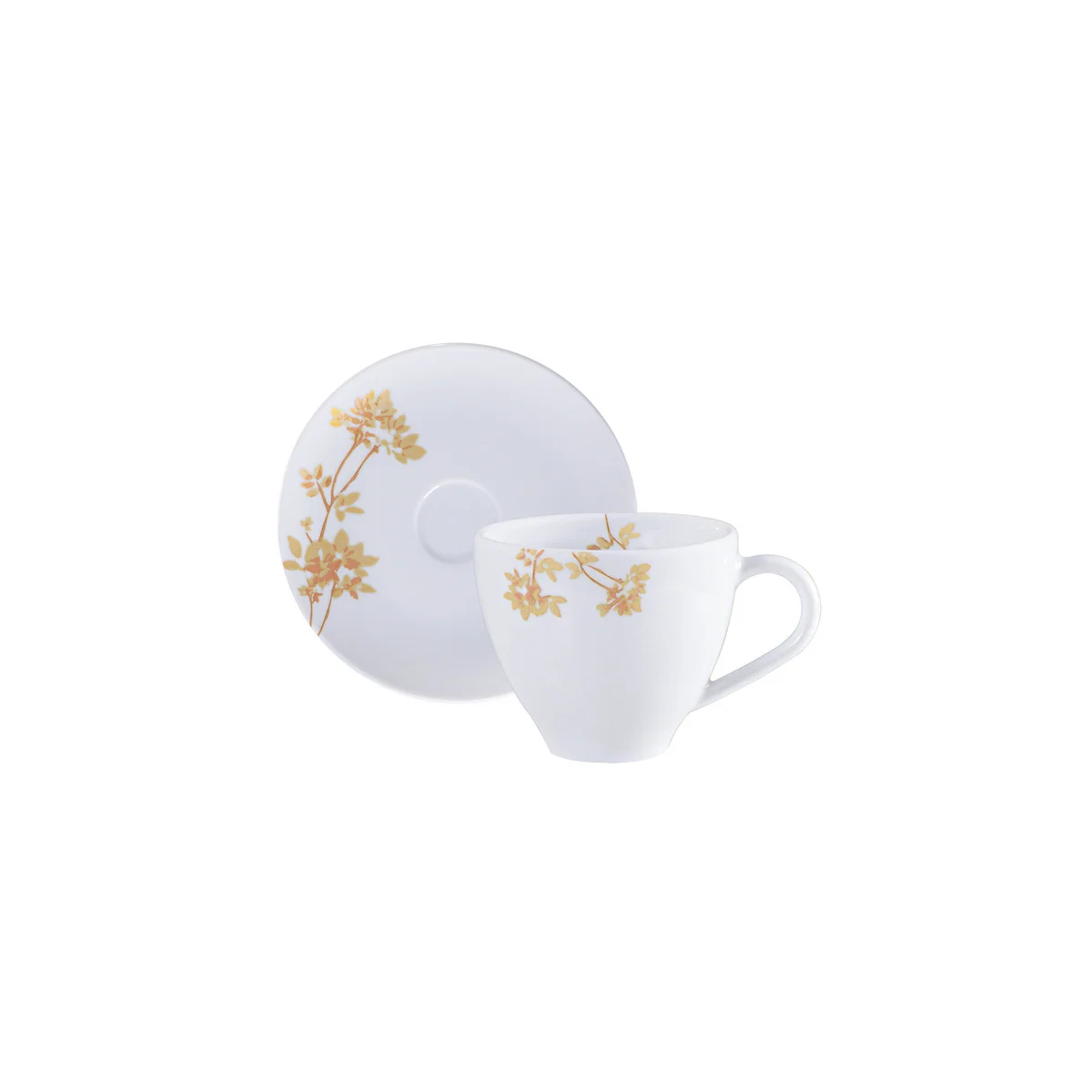 Conjunto Xícara e Pires de Café Tramontina Amarilis em Porcelana Decorada 100 ml 2 Peças