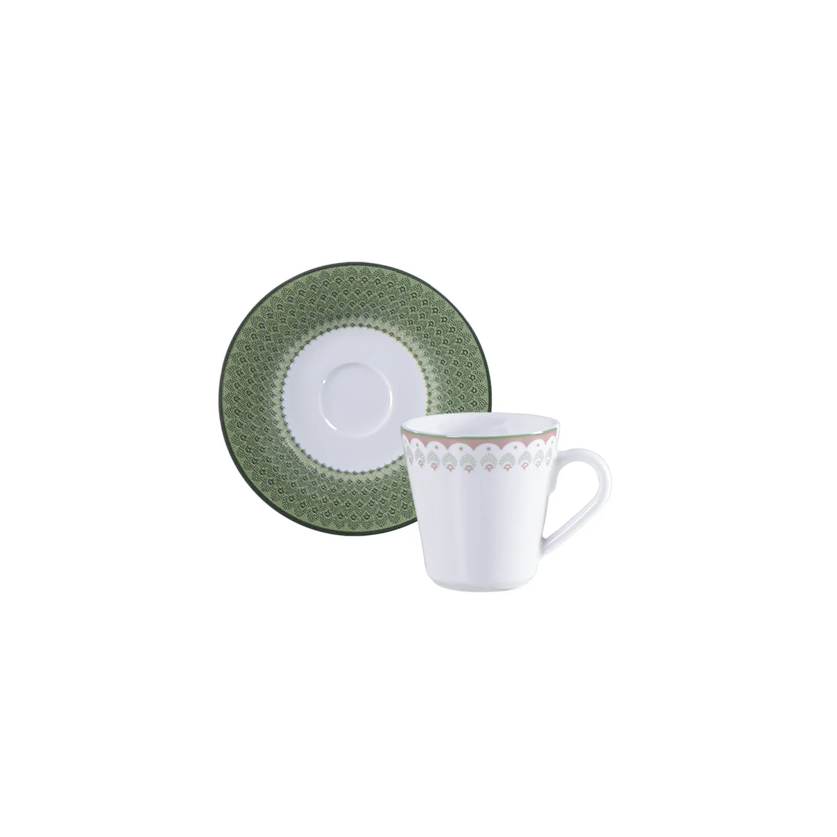 Conjunto Xícara e Pires de Café Tramontina Zenith em Porcelana Decorada 100 ml 2 Peças