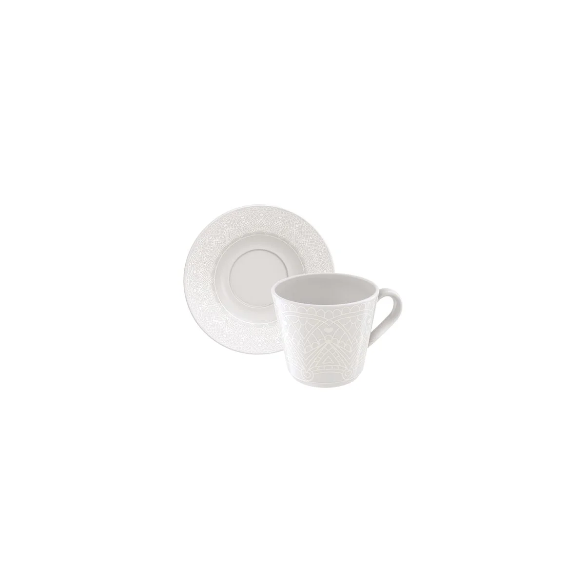 Conjunto Xícara e Pires de Chá Tramontina Alicia em Porcelana Decorada