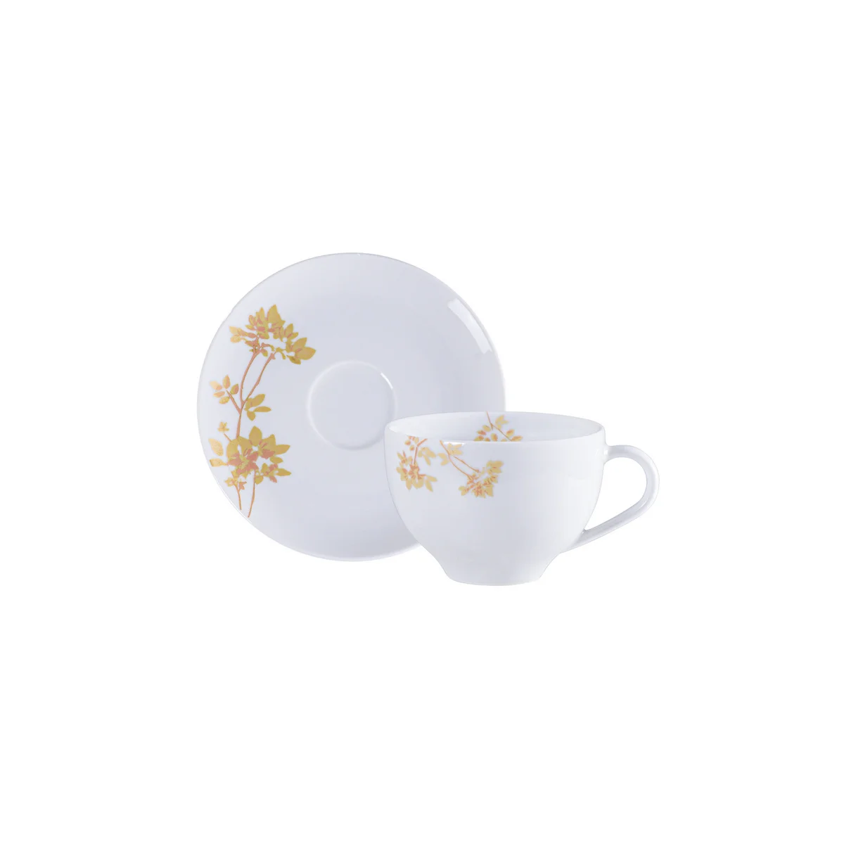 Conjunto Xícara e Pires de Chá Tramontina Amarilis em Porcelana Decorada 250 ml 2 Peças