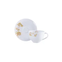 Conjunto Xícara e Pires de Chá Tramontina Amarilis em Porcelana Decorada 250 ml 2 Peças