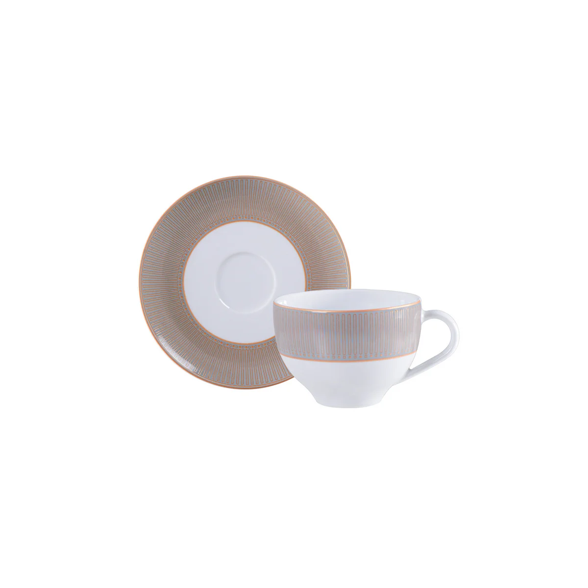 Conjunto Xícara e Pires de Chá Tramontina Aurum em Porcelana Decorada 185 ml 2 Peças