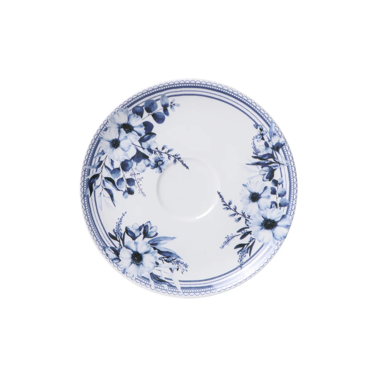 Conjunto Xícara e Pires de Chá Tramontina Azzura em Porcelana Decorada 250 ml 2 Peças