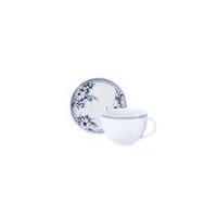 Conjunto Xícara e Pires de Chá Tramontina Azzura em Porcelana Decorada 250 ml 2 Peças