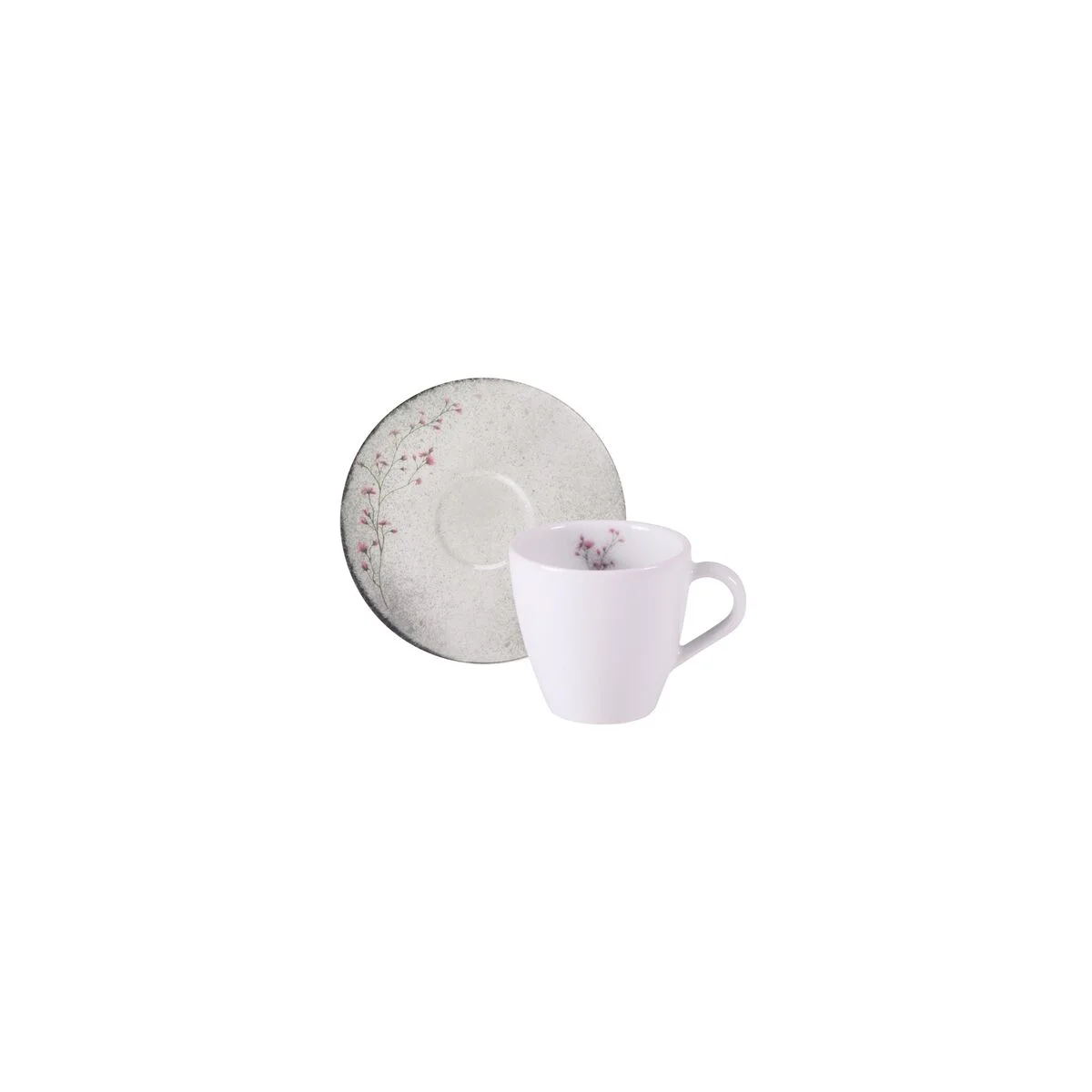 Conjunto Xícara e Pires de Chá Tramontina Floralis em Porcelana Decorada 200 ml 2 Peças
