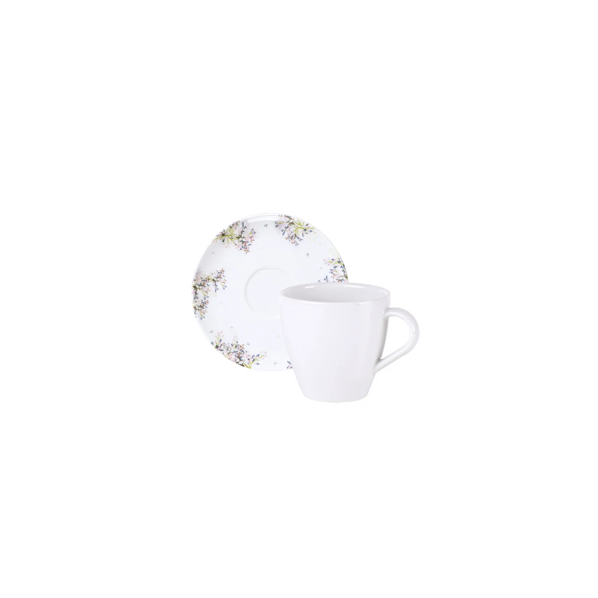 Conjunto Xícara e Pires de Chá Tramontina Fogli em Porcelana Decorada 200 ml 2 Peças
