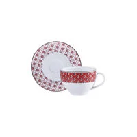 Conjunto Xícara e Pires de Chá Tramontina Lazuli em Porcelana Decorada 250 ml 2 Peças