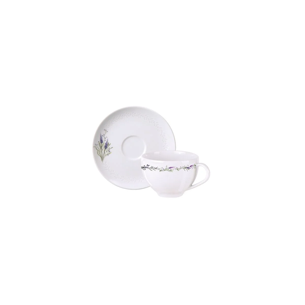 Conjunto Xícara e Pires de Chá Tramontina Lilla em Porcelana Decorada 250 ml 2 Peças