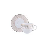 Conjunto Xícara e Pires de Chá Tramontina Solaris em Porcelana Decorada 250 ml 2 Peças