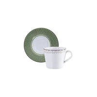Conjunto Xícara e Pires de Chá Tramontina Zenith em Porcelana Decorada 185 ml 2 Peças