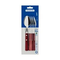Conjunto de Colheres de Mesa Tramontina com Lâminas em Aço Inox e Cabos em Madeira Tratada Polywood Vermelho 6 Peças