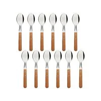 Conjunto de Colheres para Chá Tramontina Dynamic com Lâminas em Aço Inox e Cabos de Madeira Natural 12 Peças