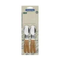 Conjunto de Colheres para Chá Tramontina Dynamic com Lâminas em Aço Inox e Cabos de Madeira Natural 12 Peças
