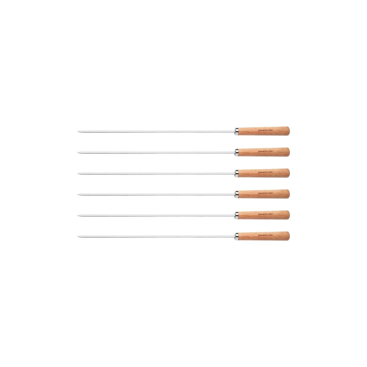 Conjunto de Espetinhos Tramontina em Aço Inox com Cabo de Madeira 50 cm 6 Peças
