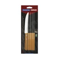 Conjunto de Facas para Churrasco Tramontina Dynamic com Lâminas em Aço Inox e Cabos de Madeira Natural 6 Peças