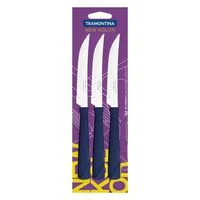 Conjunto de Facas para Churrasco Tramontina New Kolor com Lâminas em Aço Inox e Cabos de Polipropileno Azul 3 Peças