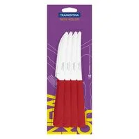 Conjunto de Facas para Churrasco Tramontina New Kolor com Lâminas em Aço Inox e Cabos de Polipropileno Vermelho 12 Peças