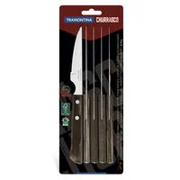 Conjunto de Facas para Churrasco Tramontina com Lâminas em Aço Inox e Cabos de Madeira Tratada Polywood Castanho 6 Peças