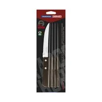 Conjunto de Facas para Churrasco Tramontina em Aço Inox com Cabo Castanho Polywood 6 Peças