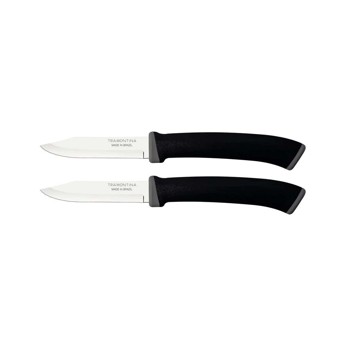 Conjunto de Facas para Legumes e Frutas Tramontina Felice com Lâminas em Aço Inox e Cabos em Polipropileno Preto 02 Peças