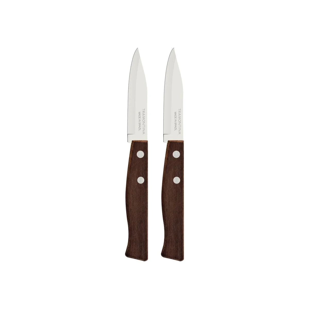 Conjunto de Facas para Legumes e Frutas Tramontina Tradicional com Lâminas em Aço Inox e Cabos de Madeira Natural 02 Peças