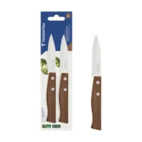 Conjunto de Facas para Legumes e Frutas Tramontina Tradicional com Lâminas em Aço Inox e Cabos de Madeira Natural 02 Peças