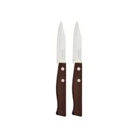 Conjunto de Facas para Legumes e Frutas Tramontina Tradicional com Lâminas em Aço Inox e Cabos de Madeira Natural 02 Peças