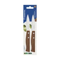 Conjunto de Facas para Legumes e Frutas Tramontina Tradicional com Lâminas em Aço Inox e Cabos de Madeira Natural 02 Peças