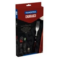 Conjunto de Garfos Jumbo para Churrasco Tramontina em Aço Inox com Cabo Castanho Polywood 4 Peças