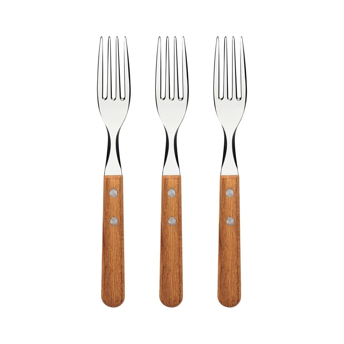 Conjunto de Garfos de Mesa Tramontina Dynamic com Lâminas em Aço Inox e Cabos de Madeira Natural 3 Peças