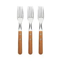 Conjunto de Garfos de Mesa Tramontina Dynamic com Lâminas em Aço Inox e Cabos de Madeira Natural 3 Peças