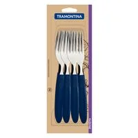 Conjunto de Garfos de Mesa Tramontina Ipanema com Lâminas em Aço Inox e Cabos de Polipropileno Azul 12 Peças