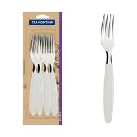 Conjunto de Garfos de Mesa Tramontina Ipanema com Lâminas em Aço Inox e Cabos de Polipropileno Branco 12 Peças