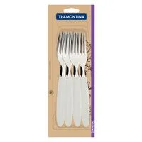 Conjunto de Garfos de Mesa Tramontina Ipanema com Lâminas em Aço Inox e Cabos de Polipropileno Branco 12 Peças