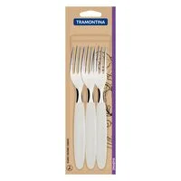 Conjunto de Garfos de Mesa Tramontina Ipanema com Lâminas em Aço Inox e Cabos de Polipropileno Branco 3 Peças